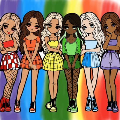 a group of girls realistic