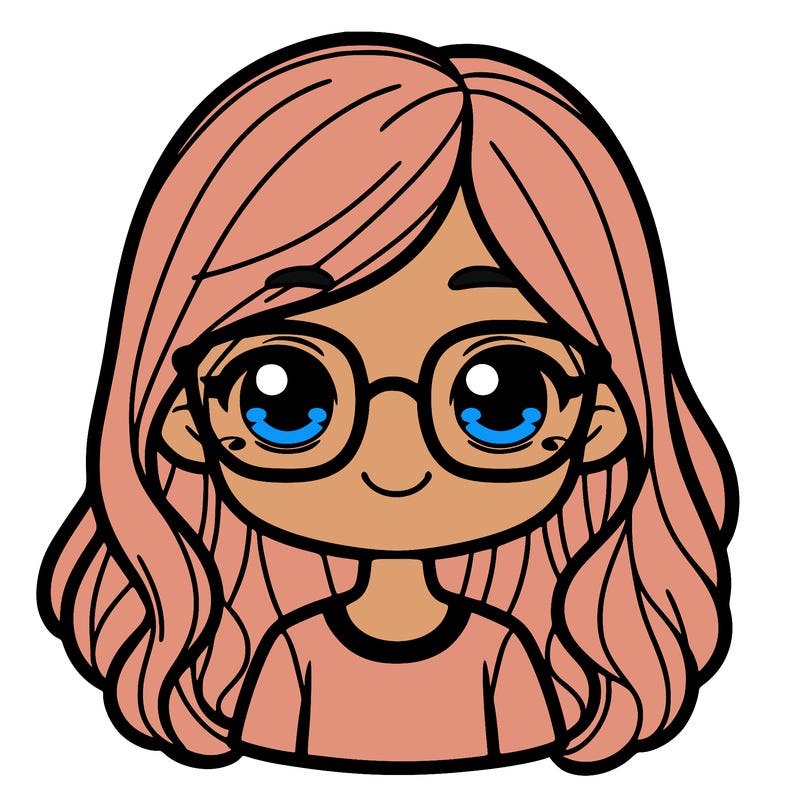 girl with long brown hair and glasses