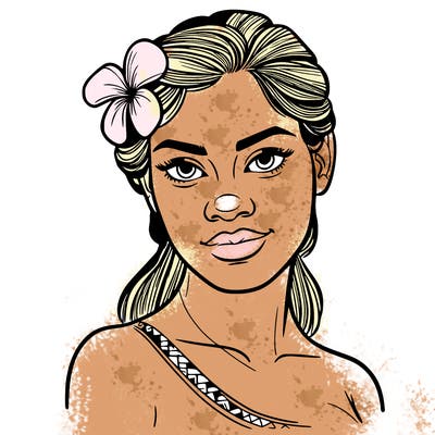 a realistic polynesian woman with a samoan pacific look and a taupou