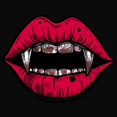 lips with vampire teeth