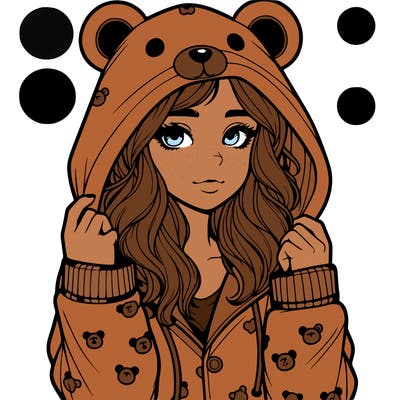 realistic girl in a animal pjs hoodie