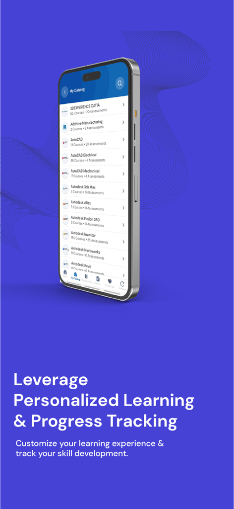 iGETIT - Upskilling Engineers - A smartphone displaying a list of engineering and CAD software training courses on the iGETIT app catalog