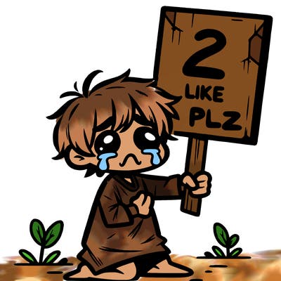 small poor toddler crying with sign that says 2 like plz