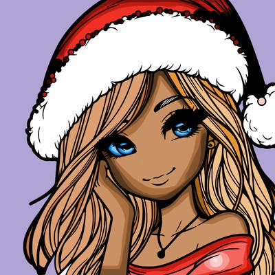 realistic girl with a santa hat