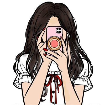 a realistic girl holding her phone taking pictures