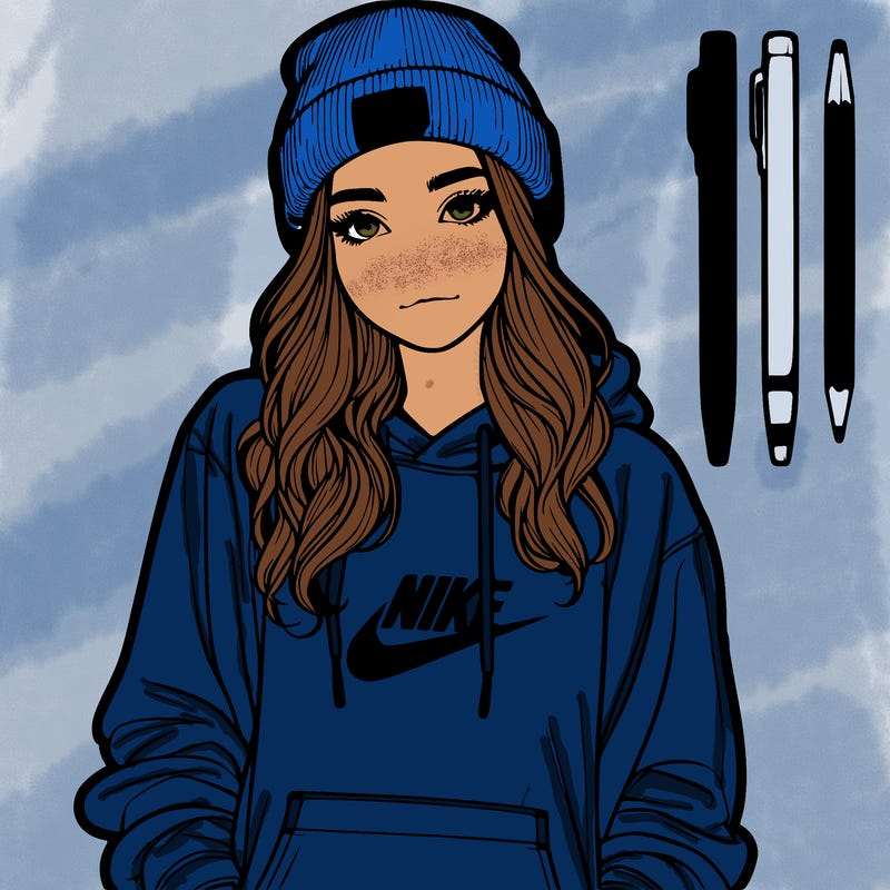 realistic girl wearing a hoodie and a beanie and nikes