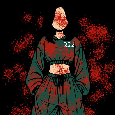 realistic girl faceless with baggy pants and a crop top