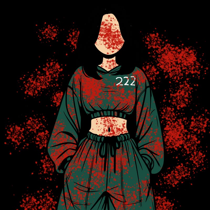 realistic girl faceless with baggy pants and a crop top