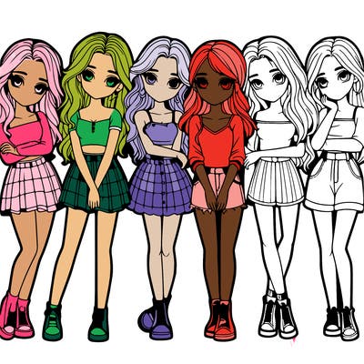 a group of girls realistic