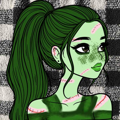 a beautiful and realistic girl with a high pony tail