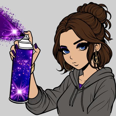 a realistic girl spray painting