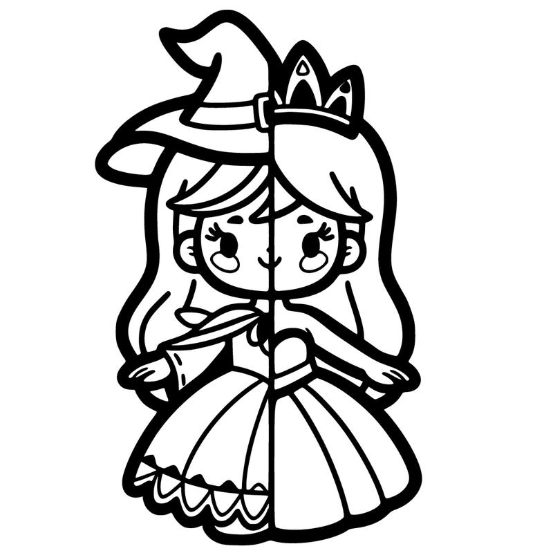 half girl witch half girl princess