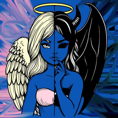 realistic angel half demon