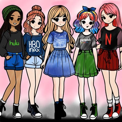 a group of five girls