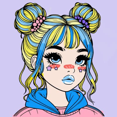 realistic girl with space buns