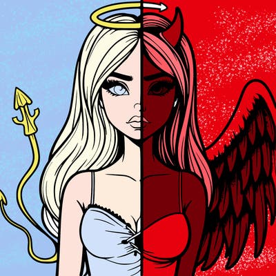 devil vs angel realistic girl