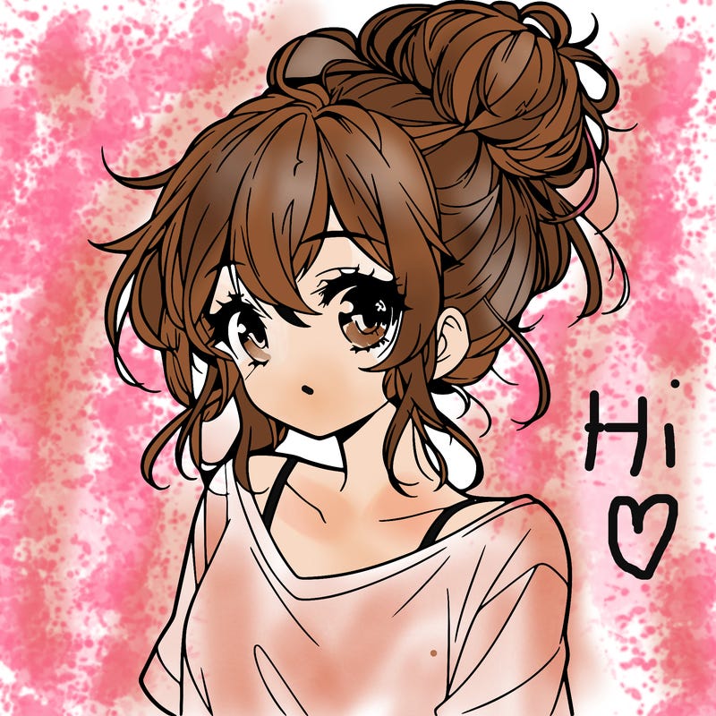 a beautiful anime girl with a messy bun