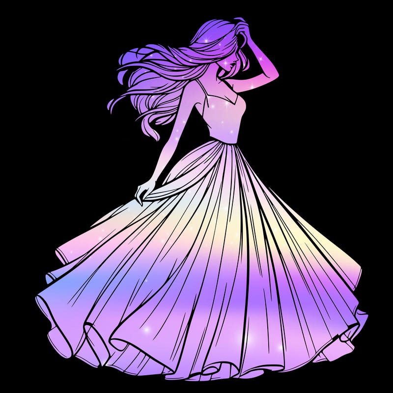 realistic woman with dress flowing in the wind