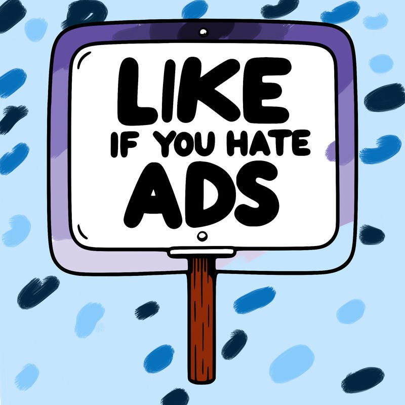 a sign that says like if you hate ads