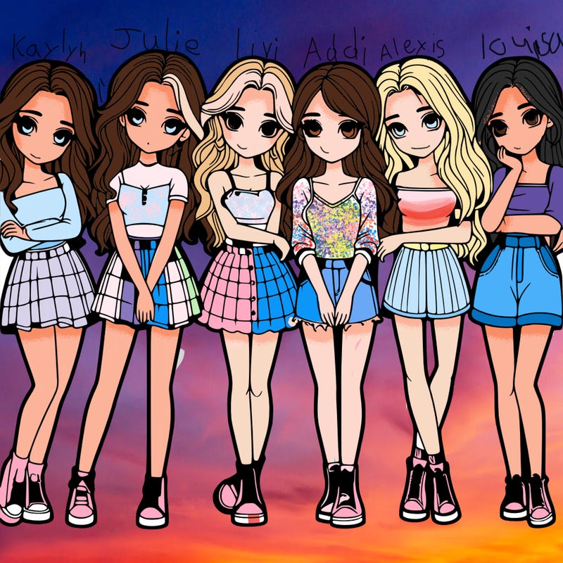 a group of girls realistic