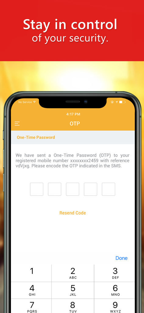 CBS Personal Mobile App - CBS Personal Mobile App OTP security verification screen