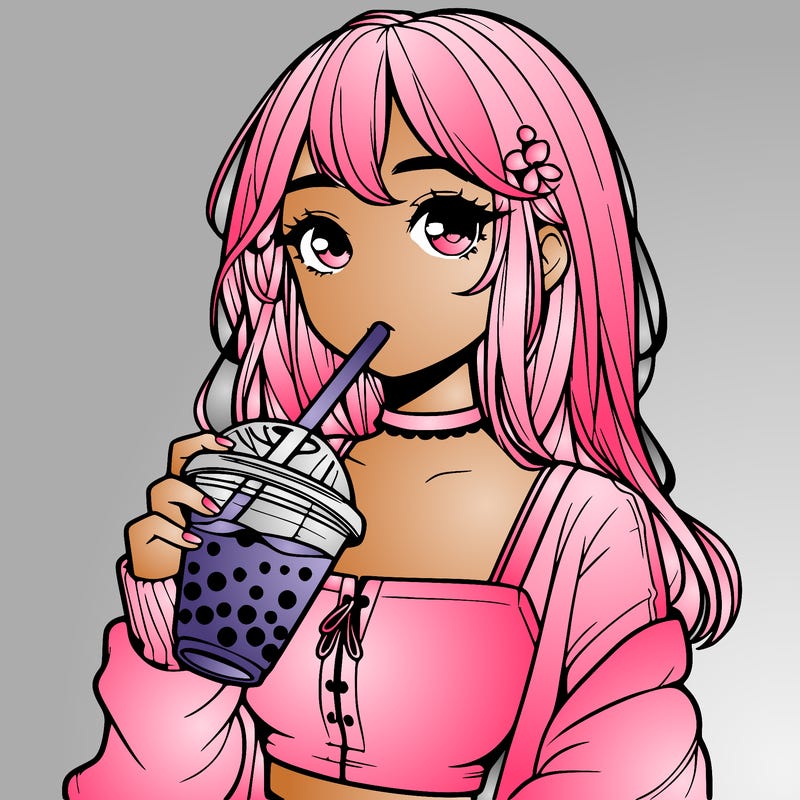 aesthetic realistic girl drinking boba