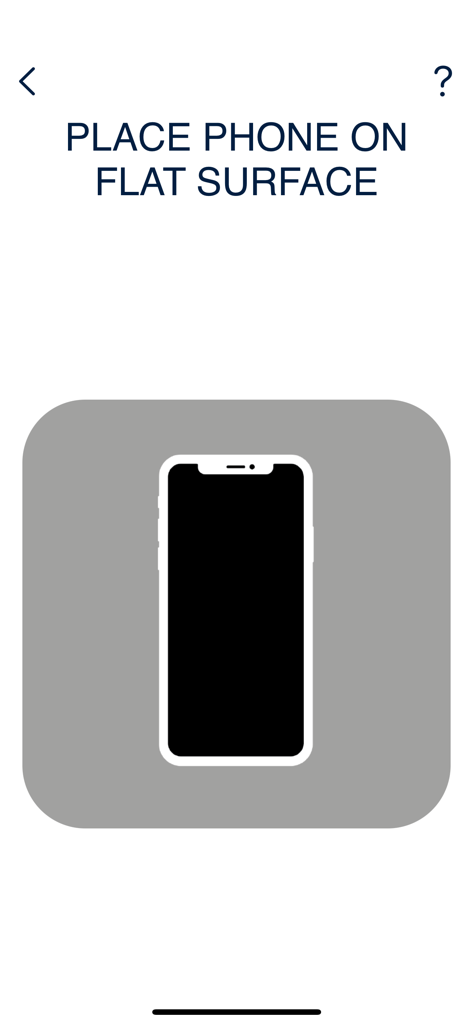 Jostens Ring Sizer - Instruction screen in the Jostens Ring Sizer app asking to place the phone on a flat surface