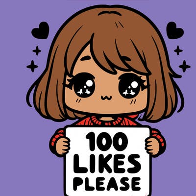 cute girl holding a sign saying 100 likes please
