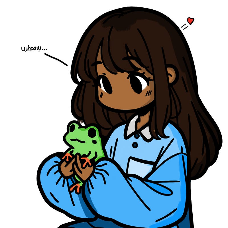 girl with long hair and a oversized shirt. and she is holding a frog