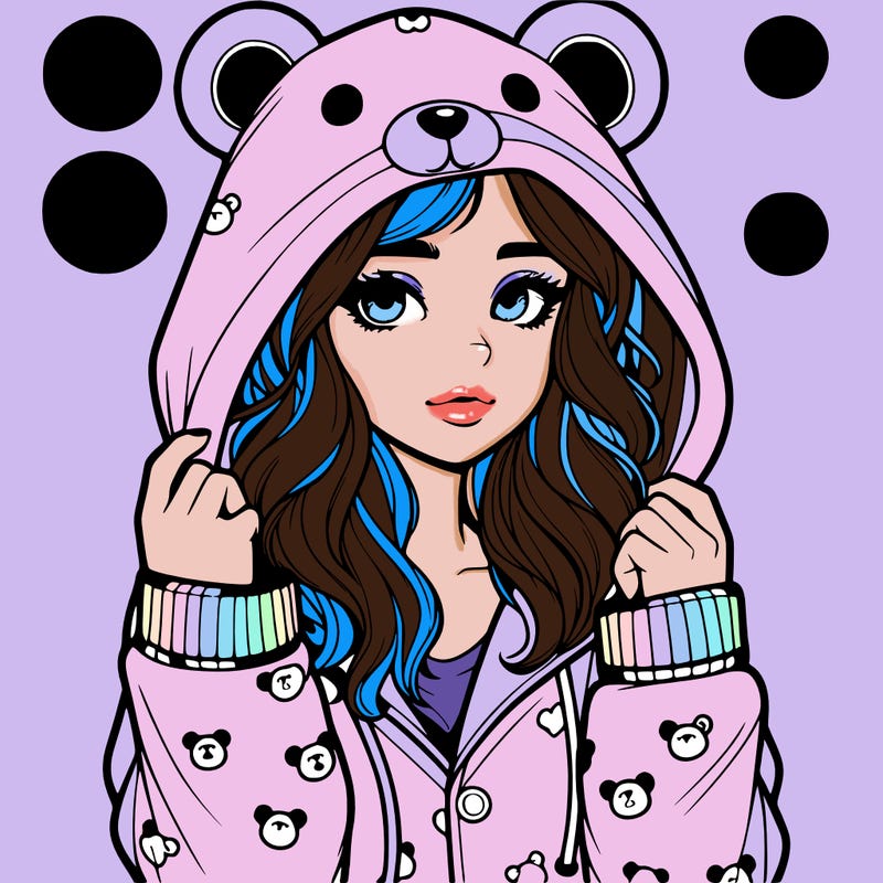 realistic girl in a animal pjs hoodie