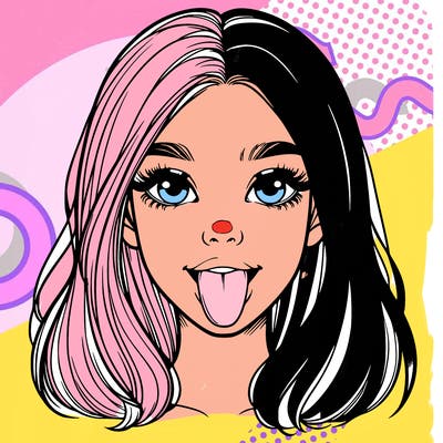 realistic girl with her tongue out