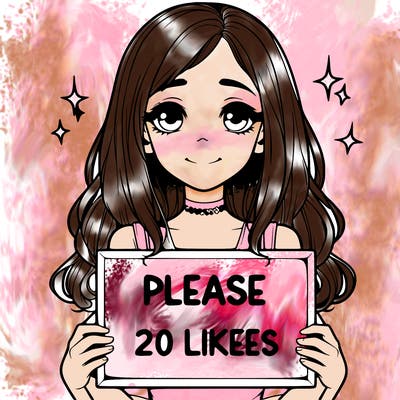 realistic girl holding a sign that says please 20 likes