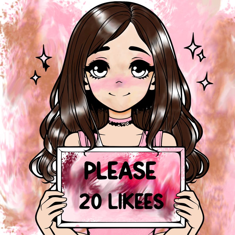 realistic girl holding a sign that says please 20 likes