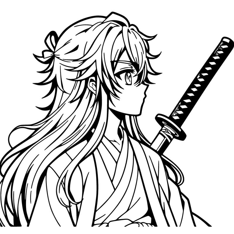 anime boy, long hair, sword