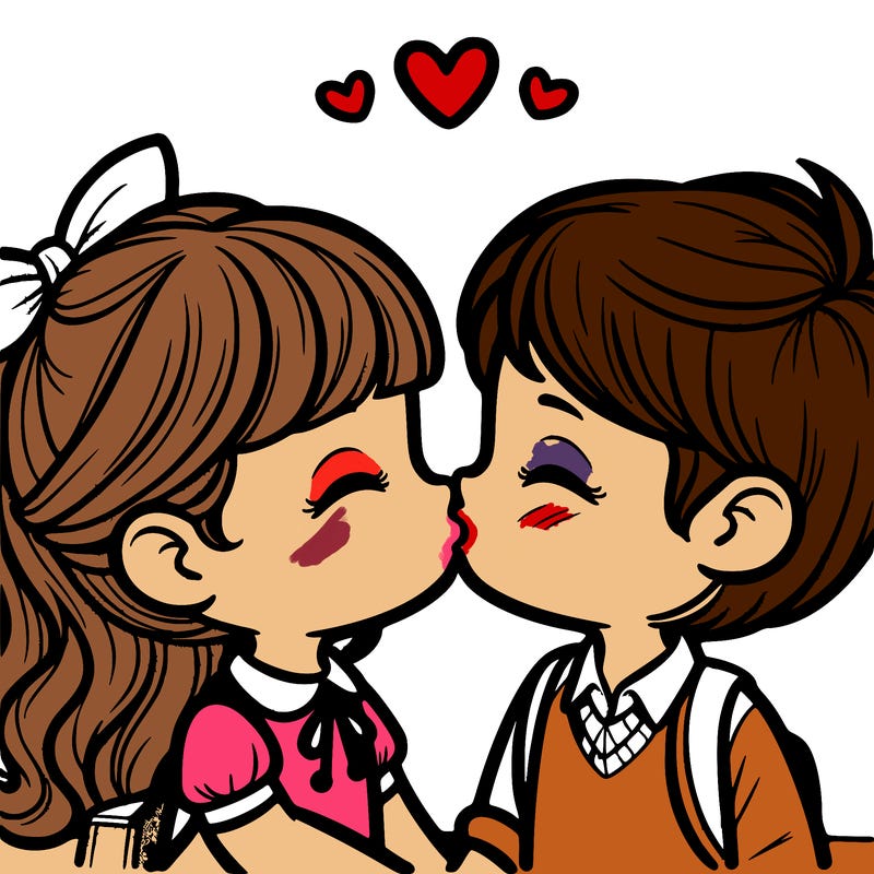 boy and girl kissing