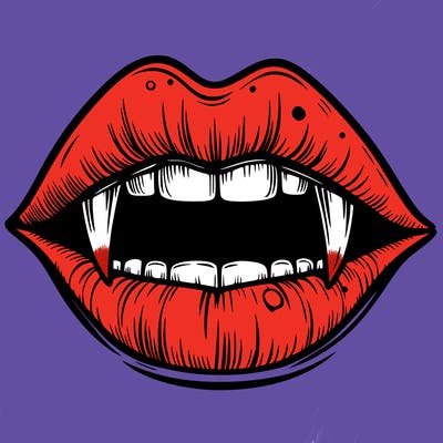 lips with vampire teeth