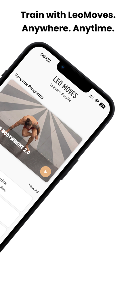 LeoMoves Mobile App-Oberfläche mit Trainingsprogrammen für Körpergewichtsfitness und Bewegung