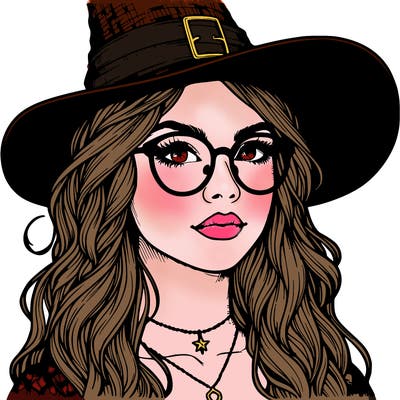 a witch with glasses realistic