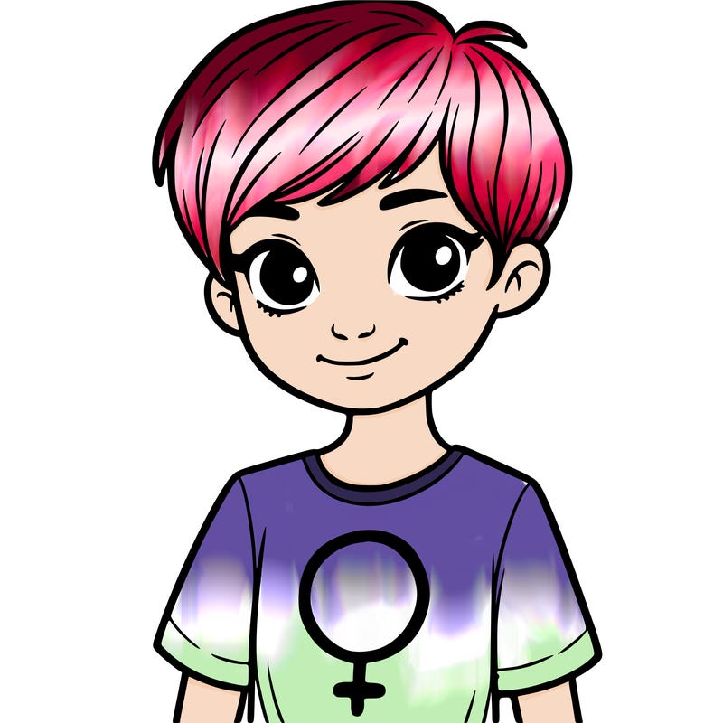 girl with pixie cut and feminist shirt