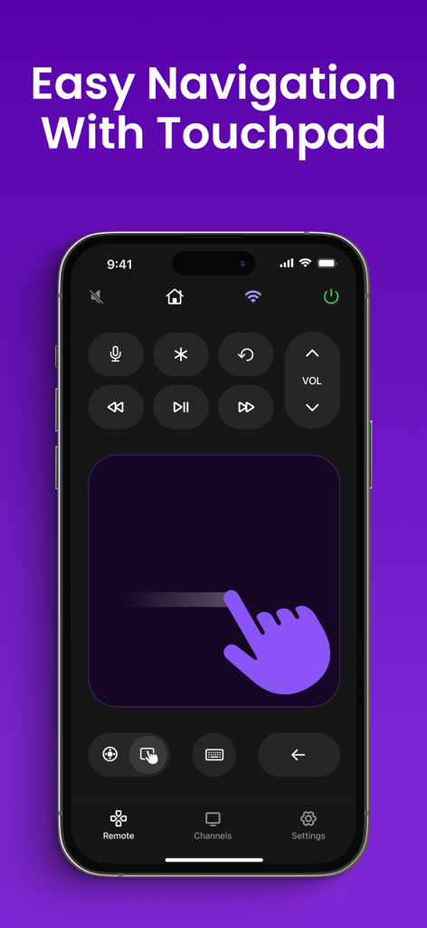 TV Remote for Roku · - Interfaccia dell'app telecomando TV Roku con un touchpad per una facile navigazione