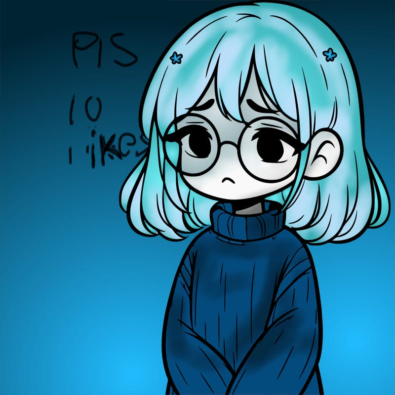 sad girl with glasses in a sweater