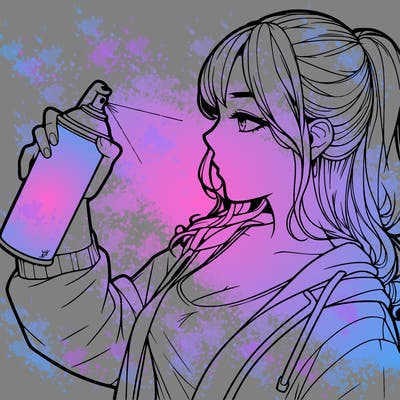 a realistic girl spray, painting