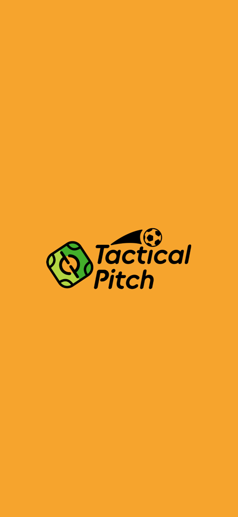 Tactical Pitch - Tactical Pitch soccer tactics app logo and splash screen on orange background