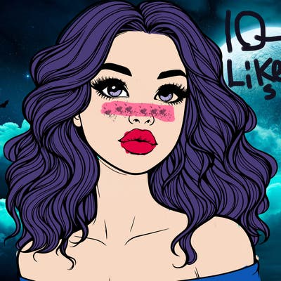 realistic girl with wavy hair and lips