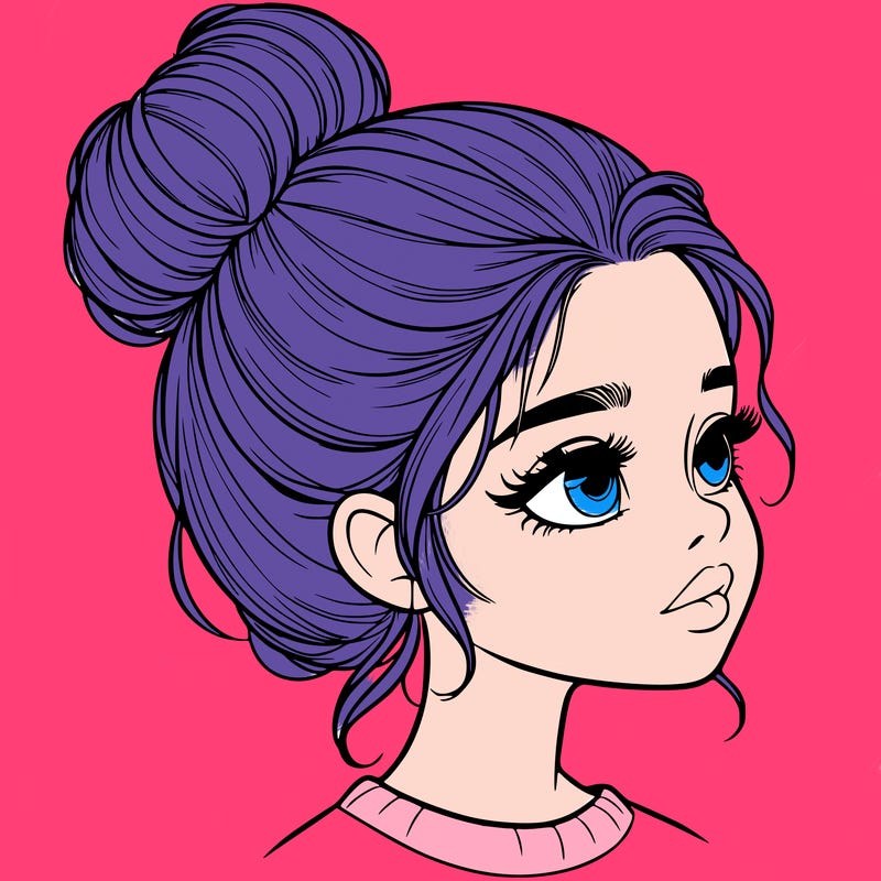 realistic girl with bun