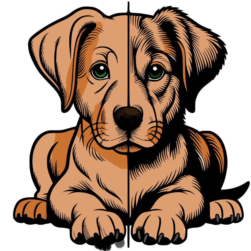 realistic dog split picture