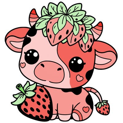 cute strawberry cow