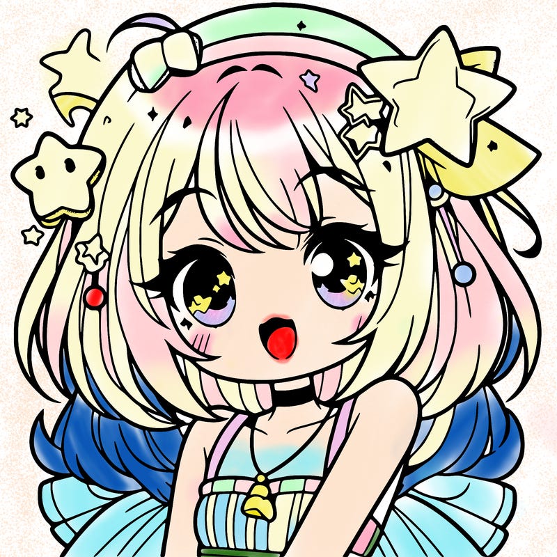 cute anime girl with star accessories