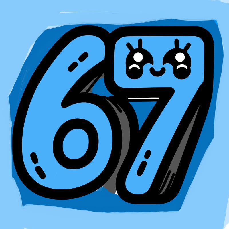 the numbers 67