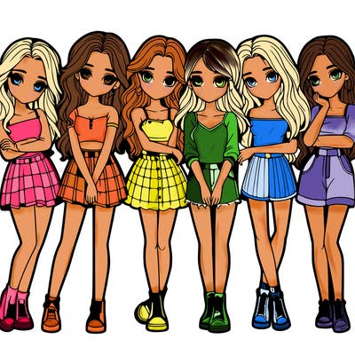a group of girls realistic